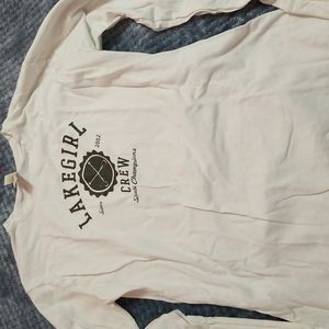 Lakegirl White cotton long sleeve tee